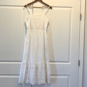 White cotton broderie sundress